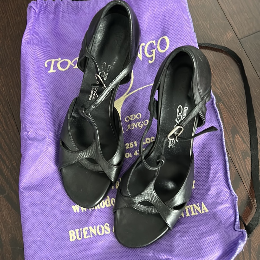 TANGO Leather high heel shoes black made in Argentina